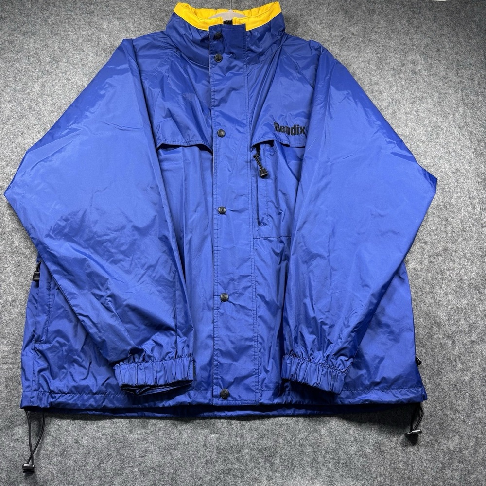 Vtg‎ Bendix Weatherproof Work Engineer Jacket Mens XL Racing Blue Yellow Vented